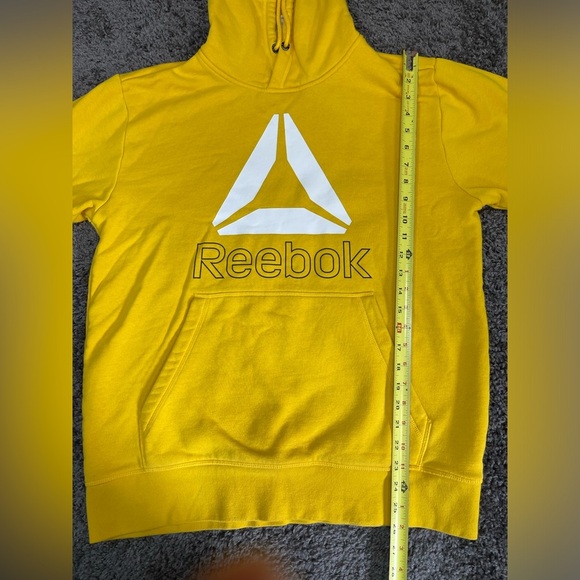 Reebok gold white kangaroo pocket hoodie long sleeve cotton sweatshirt size M - Picture 16 of 17